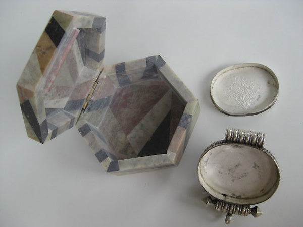 Fabulous Turquoise and Coral Sterling Silver Gau Locket