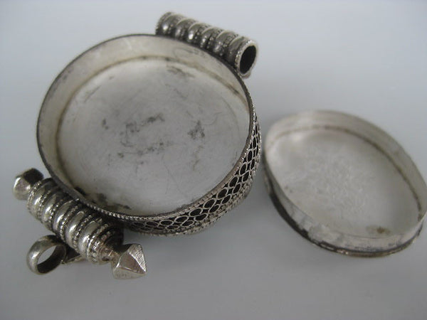 Fabulous Turquoise and Coral Sterling Silver Gau Locket