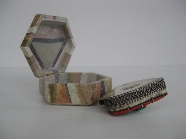 Incredible Heart Turquoise and Coral Silver Gau Locket