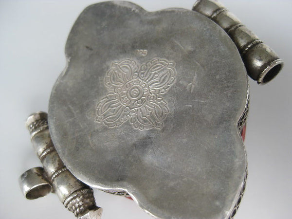 Stunning Extra Large Ghau Box, Turquoise and Coral set in Sterling Silver