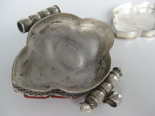 Stunning Extra Large Ghau Box, Turquoise and Coral set in Sterling Silver