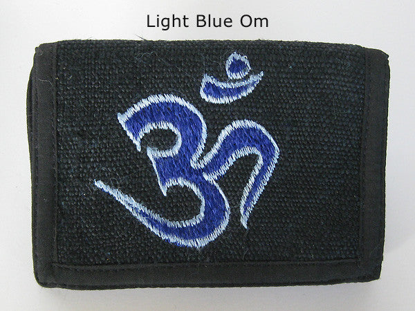 Om Embroidery on Black Hemp Wallet